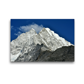 Premium Textil-Leinwand 45 x 30 cm Quer-Format Der Thamserku (6623 m) von Namche Bazar (3400 m), dem Hauptort des Khumbu | Wandbild, HD-Bild auf Keilrahmen, Fertigbild auf hochwertigem Vlies, Leinwanddruck von Ulrich Senff