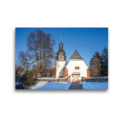 Premium Textil-Leinwand 45 x 30 cm Quer-Format Die alte Dorfkirche von Niederseelbach im Winter | Wandbild, HD-Bild auf Keilrahmen, Fertigbild auf hochwertigem Vlies, Leinwanddruck von Christian Müringer