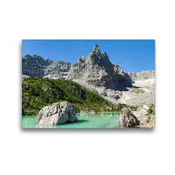 Premium Textil-Leinwand 45 x 30 cm Quer-Format Die Cima de Falkner (3053 m), der Dito di Dio (2603 m) und der Lago di Sorapis in den Ampezzaner Dolomiten | Wandbild, HD-Bild auf Keilrahmen, Fertigbild auf hochwertigem Vlies, Leinwanddruck von Martin Zwick