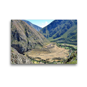 Premium Textil-Leinwand 45 x 30 cm Quer-Format Die Inkasiedlung Llactapata am Beginn des Inka-Trails | Wandbild, HD-Bild auf Keilrahmen, Fertigbild auf hochwertigem Vlies, Leinwanddruck von N N