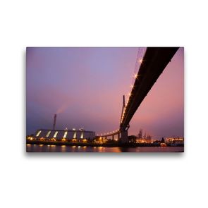 Premium Textil-Leinwand 45 x 30 cm Quer-Format Die Köhlbrandbrücke in der Dämmerung | Wandbild, HD-Bild auf Keilrahmen, Fertigbild auf hochwertigem Vlies, Leinwanddruck von Norbert J. Sülzner / NJS-Photographie