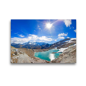 Premium Textil-Leinwand 45 x 30 cm Quer-Format Doppelter Sonnenschein im Eissee | Wandbild, HD-Bild auf Keilrahmen, Fertigbild auf hochwertigem Vlies, Leinwanddruck von Christa Kramer