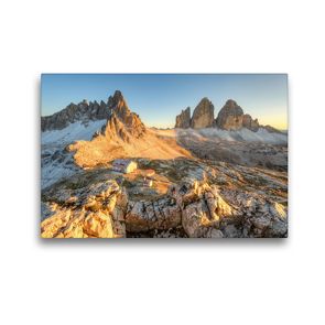 Premium Textil-Leinwand 45 x 30 cm Quer-Format Drei Zinnen in Südtirol | Wandbild, HD-Bild auf Keilrahmen, Fertigbild auf hochwertigem Vlies, Leinwanddruck von Michael Valjak