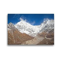 Premium Textil-Leinwand 45 x 30 cm Quer-Format Eisiger Wind am schneebedeckten Gipfel des Langtang Lirung | Wandbild, HD-Bild auf Keilrahmen, Fertigbild auf hochwertigem Vlies, Leinwanddruck von CALVENDO