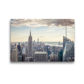 Premium Textil-Leinwand 45 x 30 cm Quer-Format Blick vom Empire State Building zum One World Trade Center | Wandbild, HD-Bild auf Keilrahmen, Fertigbild auf hochwertigem Vlies, Leinwanddruck von Philipp Blaschke