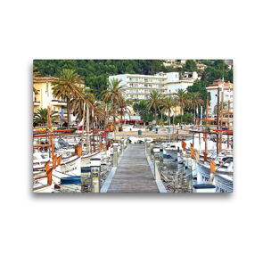 Premium Textil-Leinwand 45 x 30 cm Quer-Format Fischerboote im Hafen von Port de Sóller | Wandbild, HD-Bild auf Keilrahmen, Fertigbild auf hochwertigem Vlies, Leinwanddruck von Holger Felix