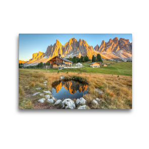 Premium Textil-Leinwand 45 x 30 cm Quer-Format Geisleralm in Südtirol | Wandbild, HD-Bild auf Keilrahmen, Fertigbild auf hochwertigem Vlies, Leinwanddruck von Michael Valjak