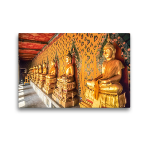 Premium Textil-Leinwand 45 x 30 cm Quer-Format Goldene Buddha-Statuen im Grand Palace in Bangkok | Wandbild, HD-Bild auf Keilrahmen, Fertigbild auf hochwertigem Vlies, Leinwanddruck von Christian Müringer