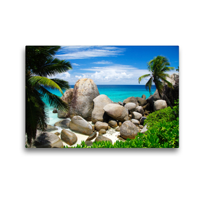 Premium Textil-Leinwand 45 x 30 cm Quer-Format Granitfelsen an der Carana Bay / Seychellen | Wandbild, HD-Bild auf Keilrahmen, Fertigbild auf hochwertigem Vlies, Leinwanddruck von Janita Webeler