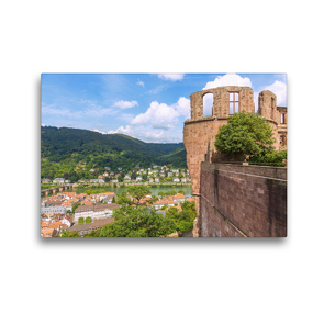 Premium Textil-Leinwand 45 x 30 cm Quer-Format Heidelberger Schloss mit Altstadtblick | Wandbild, HD-Bild auf Keilrahmen, Fertigbild auf hochwertigem Vlies, Leinwanddruck von Hanna Wagner