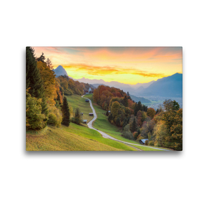 Premium Textil-Leinwand 45 x 30 cm Quer-Format Herbst in Wamberg bei Garmisch-Partenkirchen | Wandbild, HD-Bild auf Keilrahmen, Fertigbild auf hochwertigem Vlies, Leinwanddruck von Michael Valjak