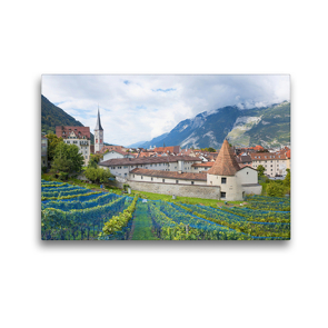 Premium Textil-Leinwand 45 x 30 cm Quer-Format Historisches Städtchen Chur inmitten von Weinbergen | Wandbild, HD-Bild auf Keilrahmen, Fertigbild auf hochwertigem Vlies, Leinwanddruck von SusaZoom