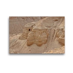 Premium Textil-Leinwand 45 x 30 cm Quer-Format Höhlen von Qumran am Toten Meer. Fundort alter biblischer Schriften. | Wandbild, HD-Bild auf Keilrahmen, Fertigbild auf hochwertigem Vlies, Leinwanddruck von Hans-Georg Vorndran