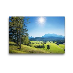 Premium Textil-Leinwand 45 x 30 cm Quer-Format Idyllische Landschaft mit Bergblick Oberbayern | Wandbild, HD-Bild auf Keilrahmen, Fertigbild auf hochwertigem Vlies, Leinwanddruck von SusaZoom