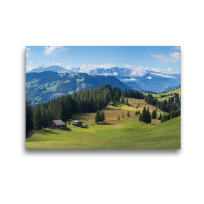 Premium Textil-Leinwand 45 x 30 cm Quer-Format Idyllische Schweizer Alpenlandschaft Stelserberg im Prättigau | Wandbild, HD-Bild auf Keilrahmen, Fertigbild auf hochwertigem Vlies, Leinwanddruck von SusaZoom