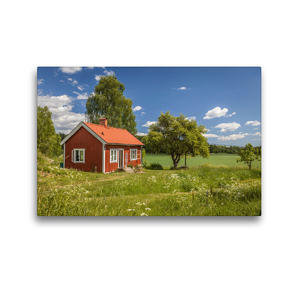 Premium Textil-Leinwand 45 x 30 cm Quer-Format Idyllisches, kleines Sommerhaus in Schweden | Wandbild, HD-Bild auf Keilrahmen, Fertigbild auf hochwertigem Vlies, Leinwanddruck von Christian Müringer