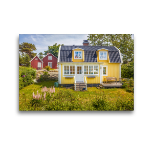 Premium Textil-Leinwand 45 x 30 cm Quer-Format Idyllisches Sommerhaus in Landsort auf der Schären-Insel Öja | Wandbild, HD-Bild auf Keilrahmen, Fertigbild auf hochwertigem Vlies, Leinwanddruck von Christian Müringer