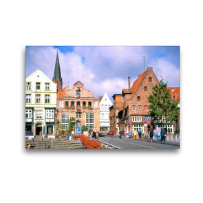 Premium Textil-Leinwand 45 x 30 cm Quer-Format Ilmenaubrücke mit Blick auf die Nikolaikirche | Wandbild, HD-Bild auf Keilrahmen, Fertigbild auf hochwertigem Vlies, Leinwanddruck von Lothar Reupert