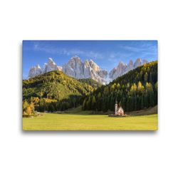 Premium Textil-Leinwand 45 x 30 cm Quer-Format Kirche St. Johann in Ranui im Villnösstal in Südtirol | Wandbild, HD-Bild auf Keilrahmen, Fertigbild auf hochwertigem Vlies, Leinwanddruck von Michael Valjak