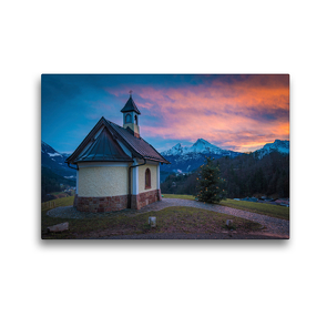 Premium Textil-Leinwand 45 x 30 cm Quer-Format Kirchleitn-Kapelle in Berchtesgaden | Wandbild, HD-Bild auf Keilrahmen, Fertigbild auf hochwertigem Vlies, Leinwanddruck von Martin Wasilewski