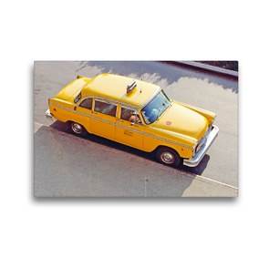 Premium Textil-Leinwand 45 x 30 cm Quer-Format Klassiker: Ein Checker Yellow Cab in New York | Wandbild, HD-Bild auf Keilrahmen, Fertigbild auf hochwertigem Vlies, Leinwanddruck von CALVENDO