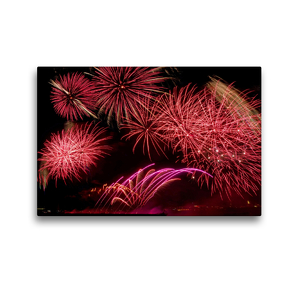 Premium Textil-Leinwand 45 x 30 cm Quer-Format Kölner Lichter – Sinfonie in Rot | Wandbild, HD-Bild auf Keilrahmen, Fertigbild auf hochwertigem Vlies, Leinwanddruck von Elisabeth Schittenhelm