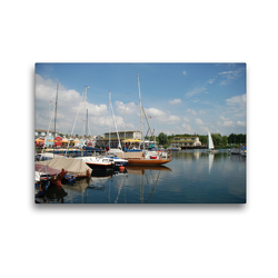 Premium Textil-Leinwand 45 x 30 cm Quer-Format Leipziger Neuseenland – Cospudener See – Hafen Zöbigker | Wandbild, HD-Bild auf Keilrahmen, Fertigbild auf hochwertigem Vlies, Leinwanddruck von Karl Detlef Mai