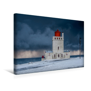 Premium Textil-Leinwand 45 x 30 cm Quer-Format Leuchtturm von Dyrhólaey | Wandbild, HD-Bild auf Keilrahmen, Fertigbild auf hochwertigem Vlies, Leinwanddruck von Irma van der Wiel von van der Wiel,  Irma