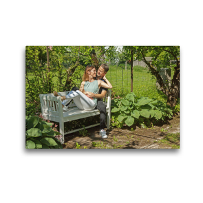 Premium Textil-Leinwand 45 x 30 cm Quer-Format Mit dir habe ich ganz viel Spaß | Wandbild, HD-Bild auf Keilrahmen, Fertigbild auf hochwertigem Vlies, Leinwanddruck von Martina Marten
