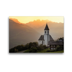 Premium Textil-Leinwand 45 x 30 cm Quer-Format Montafon – Kirche Maria Empfängnis in Innerberg | Wandbild, HD-Bild auf Keilrahmen, Fertigbild auf hochwertigem Vlies, Leinwanddruck von Andreas Riedmiller