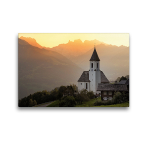 Premium Textil-Leinwand 45 x 30 cm Quer-Format Montafon – Kirche Maria Empfängnis in Innerberg | Wandbild, HD-Bild auf Keilrahmen, Fertigbild auf hochwertigem Vlies, Leinwanddruck von Andreas Riedmiller