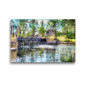 Premium Textil-Leinwand 45 x 30 cm Quer-Format Nadelwehr an der Havel bei Gülpe | Wandbild, HD-Bild auf Keilrahmen, Fertigbild auf hochwertigem Vlies, Leinwanddruck von Anja Frost