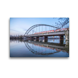 Premium Textil-Leinwand 45 x 30 cm Quer-Format Neue Niederräder Brücke in Frankfurt | Wandbild, HD-Bild auf Keilrahmen, Fertigbild auf hochwertigem Vlies, Leinwanddruck von Rolf Hecker