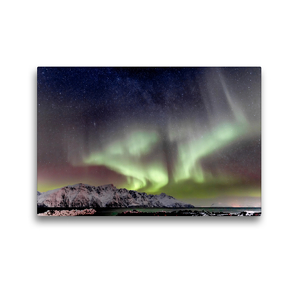 Premium Textil-Leinwand 45 x 30 cm Quer-Format Nordlichter am Lyngenfjord | Wandbild, HD-Bild auf Keilrahmen, Fertigbild auf hochwertigem Vlies, Leinwanddruck von AkremaFotoArt