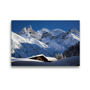 Premium Textil-Leinwand 45 x 30 cm Quer-Format Oberstdorf – Allgäuer Alpen mit Trettachspitze, Mädelgabel und Hochfrottspitze | Wandbild, HD-Bild auf Keilrahmen, Fertigbild auf hochwertigem Vlies, Leinwanddruck von Andreas Riedmiller