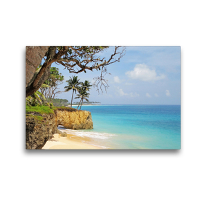 Premium Textil-Leinwand 45 x 30 cm Quer-Format Perfektes Urlaubsfeeling am paradisischen Sandstrand mit Palmen und türkisfarbenem Wasser | Wandbild, HD-Bild auf Keilrahmen, Fertigbild auf hochwertigem Vlies, Leinwanddruck von CALVENDO