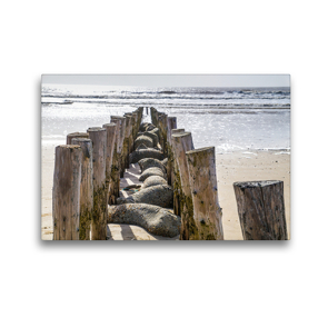 Premium Textil-Leinwand 45 x 30 cm Quer-Format Pfahlreihe am Strand von Blåvand | Wandbild, HD-Bild auf Keilrahmen, Fertigbild auf hochwertigem Vlies, Leinwanddruck von DannyTchi