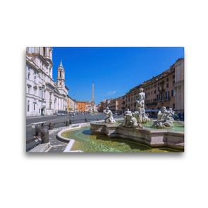 Premium Textil-Leinwand 45 x 30 cm Quer-Format Piazza Navona mit Neptunbrunnen und Vierströmebrunnen | Wandbild, HD-Bild auf Keilrahmen, Fertigbild auf hochwertigem Vlies, Leinwanddruck von Hanna Wagner