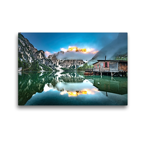 Premium Textil-Leinwand 45 x 30 cm Quer-Format Pragser Wildsee Ein Motiv aus dem Kalender Alpen und Seen | Wandbild, HD-Bild auf Keilrahmen, Fertigbild auf hochwertigem Vlies, Leinwanddruck von Janina Fischer