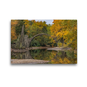 Premium Textil-Leinwand 45 x 30 cm Quer-Format Rakotzbrücke und See im Kromlauerpark | Wandbild, HD-Bild auf Keilrahmen, Fertigbild auf hochwertigem Vlies, Leinwanddruck von Michael Weirauch