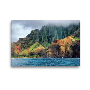 Premium Textil-Leinwand 45 x 30 cm Quer-Format Rauhe Steilküste Napali Coast auf der Insel Kauai in Hawaii | Wandbild, HD-Bild auf Keilrahmen, Fertigbild auf hochwertigem Vlies, Leinwanddruck von Sandra Schänzer