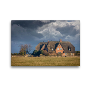 Premium Textil-Leinwand 45 x 30 cm Quer-Format Reetdachhöfe mit Sturmwolken auf Sylt | Wandbild, HD-Bild auf Keilrahmen, Fertigbild auf hochwertigem Vlies, Leinwanddruck von Christian Müringer