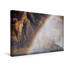 Premium Textil-Leinwand 45 x 30 cm Quer-Format Regenbogen am Skógafoss | Wandbild, HD-Bild auf Keilrahmen, Fertigbild auf hochwertigem Vlies, Leinwanddruck von Irma van der Wiel von van der Wiel,  Irma