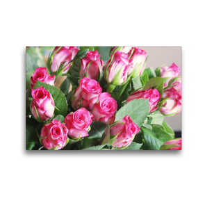 Premium Textil-Leinwand 45 x 30 cm Quer-Format Rosenstrauß in Pink, Weiß und Grün | Wandbild, HD-Bild auf Keilrahmen, Fertigbild auf hochwertigem Vlies, Leinwanddruck von Gisela Kruse