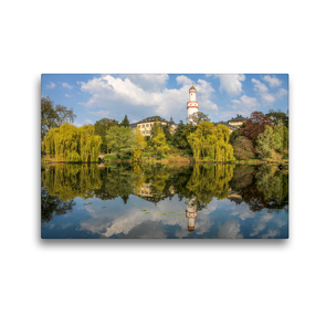 Premium Textil-Leinwand 45 x 30 cm Quer-Format Schlosspark und weißer Turm in Bad Homburg | Wandbild, HD-Bild auf Keilrahmen, Fertigbild auf hochwertigem Vlies, Leinwanddruck von Christian Müringer