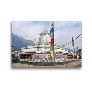 Premium Textil-Leinwand 45 x 30 cm Quer-Format Schöner Stupa im Dorf Chaurikharka im Solu Khumbu auf 2650 m Höhe | Wandbild, HD-Bild auf Keilrahmen, Fertigbild auf hochwertigem Vlies, Leinwanddruck von Ulrich Senff