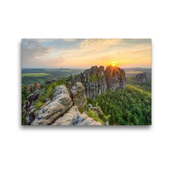 Premium Textil-Leinwand 45 x 30 cm Quer-Format Schrammsteinaussicht Sächsische Schweiz | Wandbild, HD-Bild auf Keilrahmen, Fertigbild auf hochwertigem Vlies, Leinwanddruck von Michael Valjak