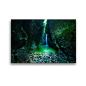 Premium Textil-Leinwand 45 x 30 cm Quer-Format Socatal, Kozjak Wasserfall | Wandbild, HD-Bild auf Keilrahmen, Fertigbild auf hochwertigem Vlies, Leinwanddruck von Jörg Schmöe