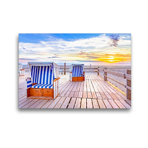 Premium Textil-Leinwand 45 x 30 cm Quer-Format SPO Strandkörbe im Sonnenuntergang | Wandbild, HD-Bild auf Keilrahmen, Fertigbild auf hochwertigem Vlies, Leinwanddruck von Andrea Dreegmeyer