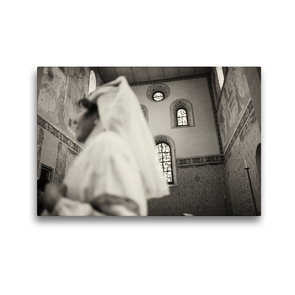 Premium Textil-Leinwand 45 x 30 cm Quer-Format Stiftskirche in Stein am Rhein | Wandbild, HD-Bild auf Keilrahmen, Fertigbild auf hochwertigem Vlies, Leinwanddruck von Andreas Riedmiller